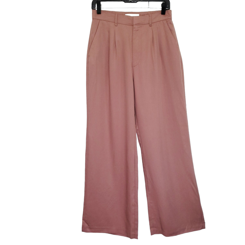 Abercrombie & Fitch Womens High Rise Wide Leg Pleat Trousers Pants Mauve Pink M